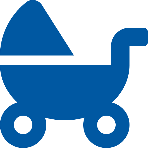 Blaues Icon eines Kinderwagens