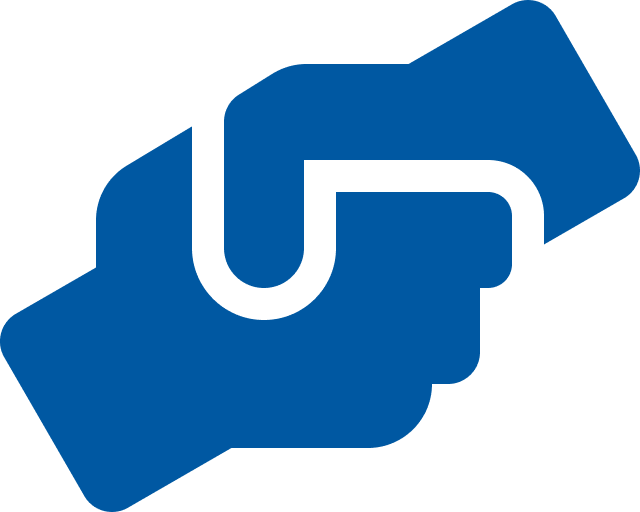 Blaues Icon eines Handshakes