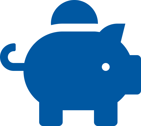 Blaues Icon eines Sparschweins
