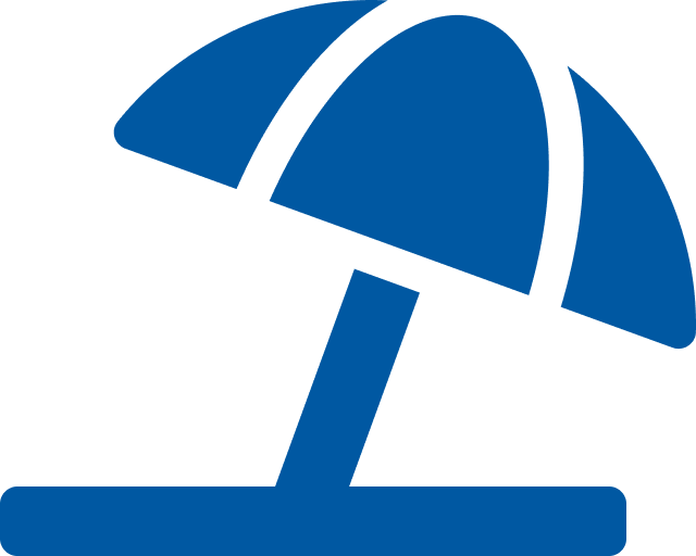 Blaues Icon eines Sonnenschirms