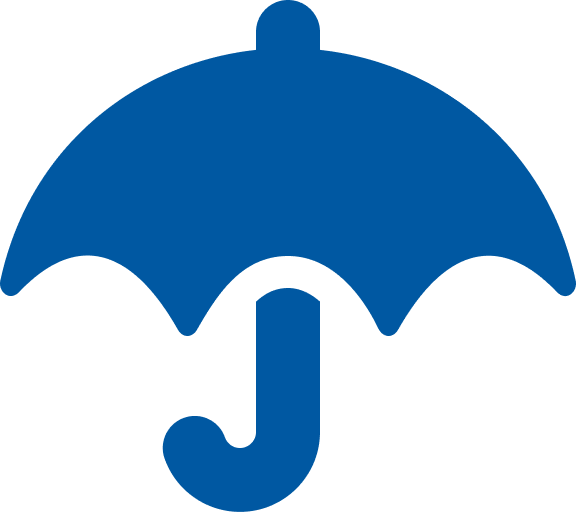 Blaues Icon eines Regenschirms